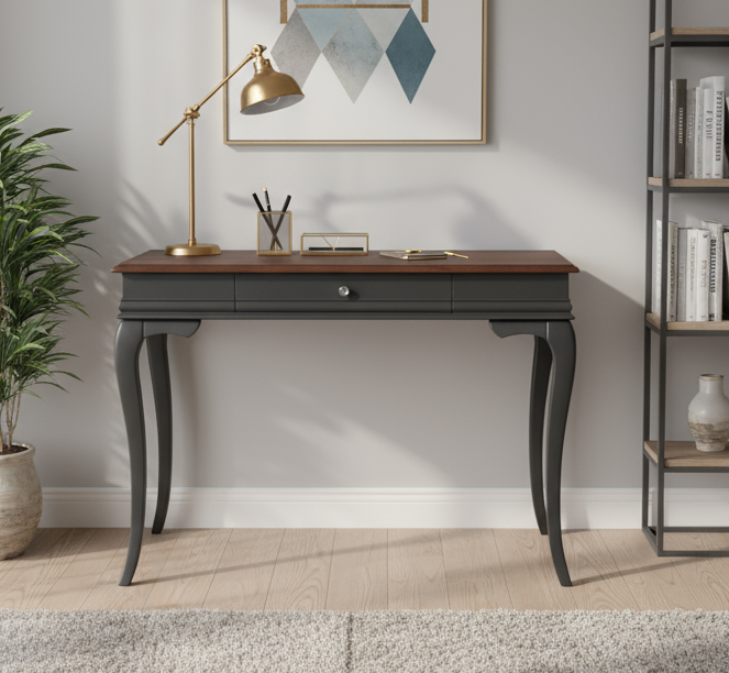 Wooding Mobilya 120 Cm Masif Rustik Antrasit Ceviz Çalışma Masası