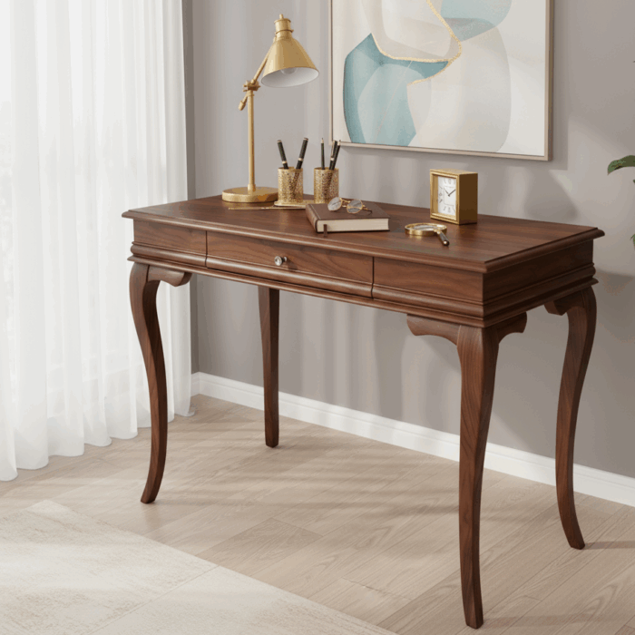 Wooding Mobilya 120 Cm Masif Rustik Ceviz Çalışma Masası