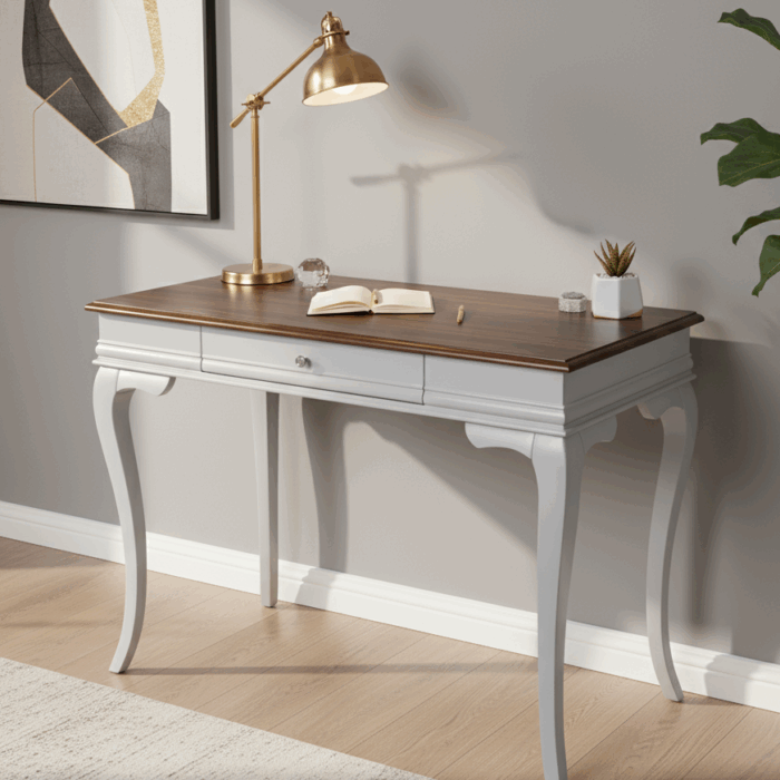 Wooding Mobilya 120 Cm Masif Rustik Gri Ceviz Çalışma Masası