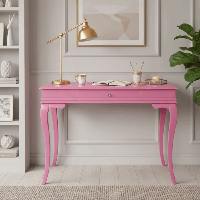 Wooding Mobilya 120 Cm Masif Rustik Pembe Çalışma Masası