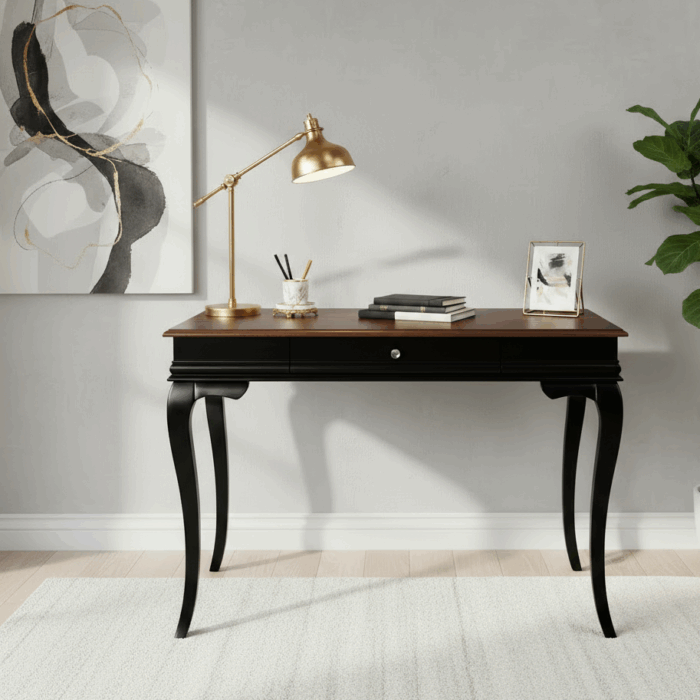 Wooding Mobilya 120 Cm Masif Rustik Siyah Ceviz Çalışma Masası