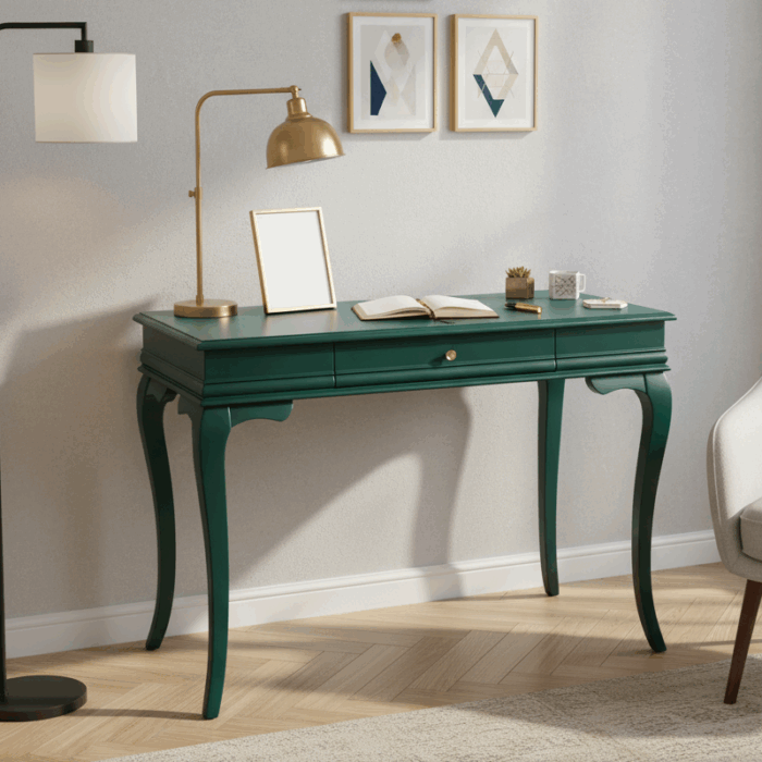 Wooding Mobilya 120 Cm Masif Rustik Yeşil Çalışma Masası