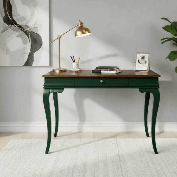 Wooding Mobilya 120 Cm Masif Rustik Yeşil Ceviz Çalışma Masası