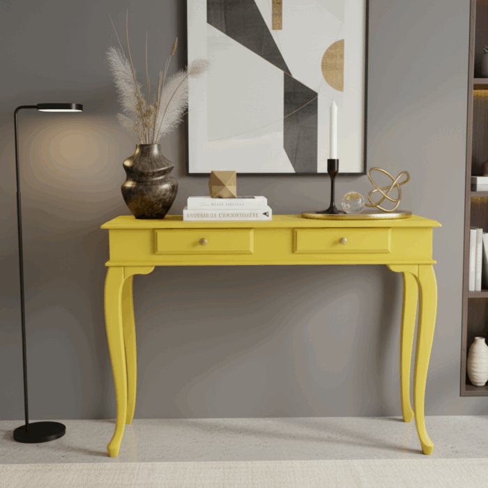 Wooding Mobilya 120 Cm Masif Lükens Sarı Çalışma Masası