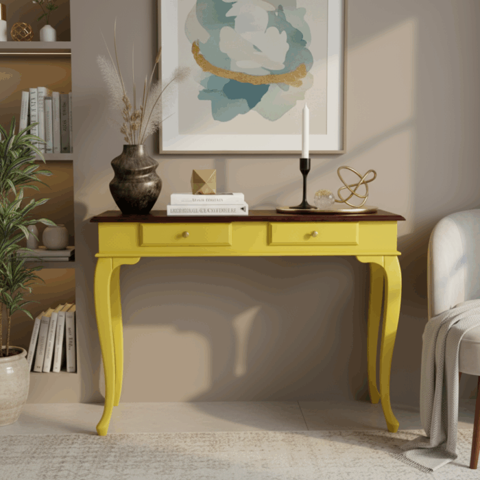 Wooding Mobilya 120 Cm Masif Lükens Sarı Ceviz Çalışma Masası