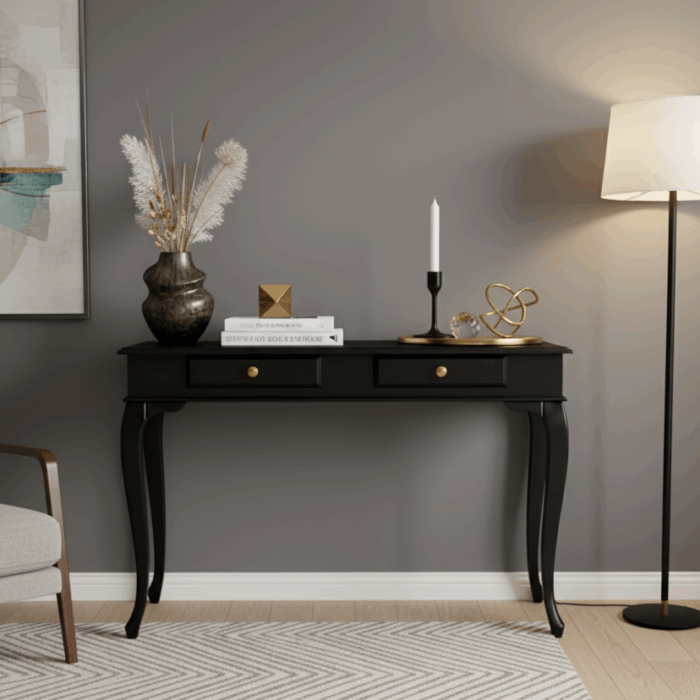 Wooding Mobilya 120 Cm Masif Lükens Siyah Çalışma Masası