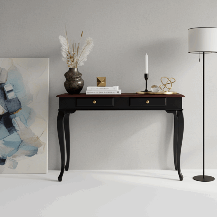 Wooding Mobilya 120 Cm Masif Lükens Siyah Ceviz Çalışma Masası