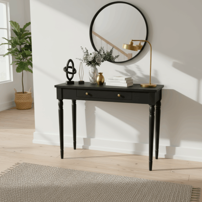 Wooding Mobilya 120 Cm Masif Tornalı Siyah Dresuar