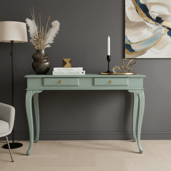 Wooding Mobilya 120 Cm Masif Lükens Su Yeşili Çalışma Masası