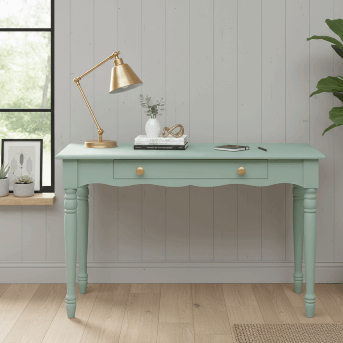 Wooding Mobilya 120 Cm Masif Su Yeşili Tornalı Çalışma Masası