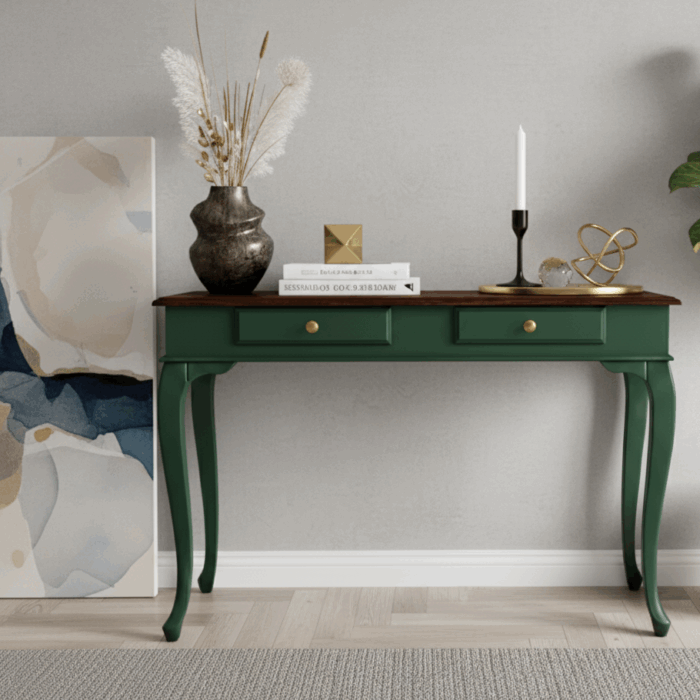 Wooding Mobilya 120 Cm Masif Lükens Yeşil Ceviz Çalışma Masası