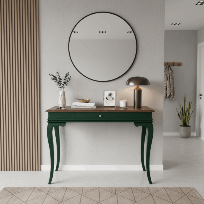 Wooding Mobilya 120 Cm Masif Rustik Yeşil Ceviz Dresuar