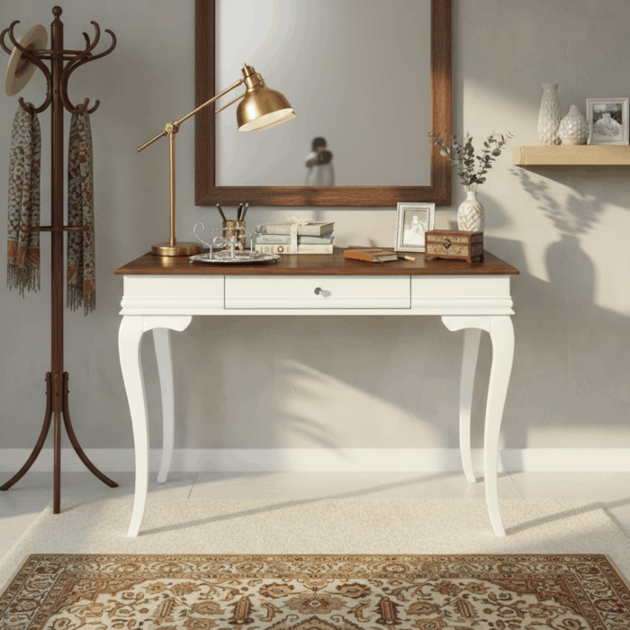 Wooding Mobilya 80 Cm Masif Rustik Beyaz Ceviz Dresuar