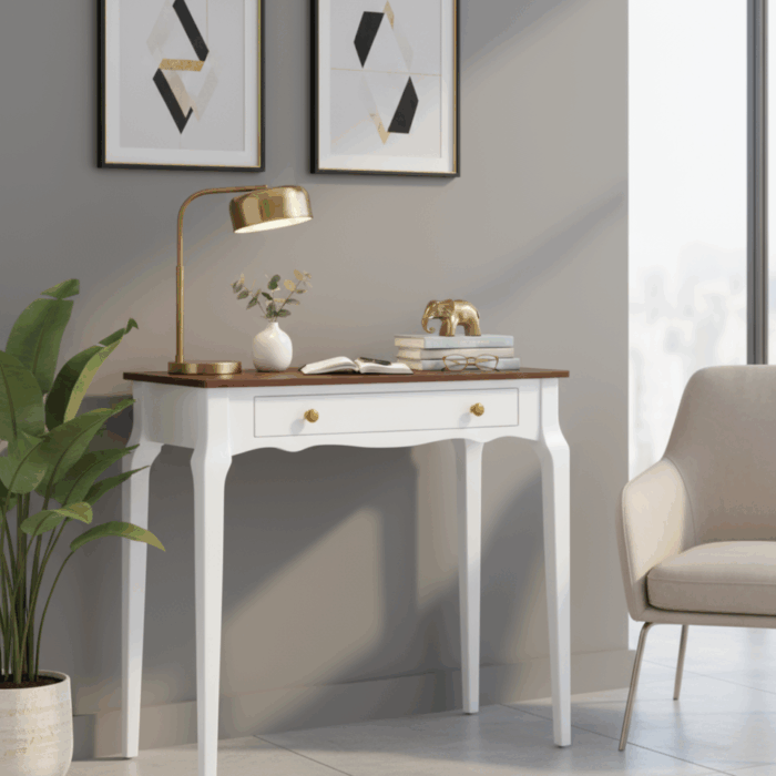 Wooding Mobilya 85 Cm Masif Konik Beyaz Ceviz Dresuar