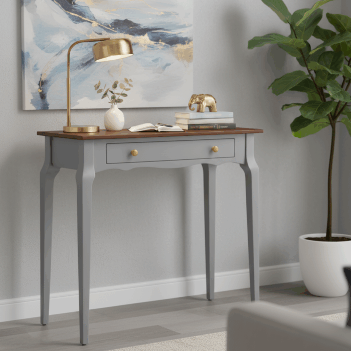 Wooding Mobilya 85 Cm Masif Konik Gri Ceviz Dresuar