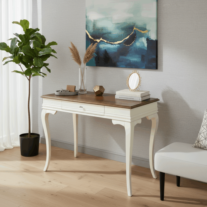 Wooding Mobilya 80 Cm Masif Rustik Krem Ceviz Dresuar