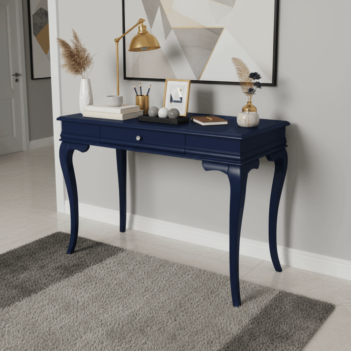 Wooding Mobilya 80 Cm Masif Rustik Lacivert Dresuar