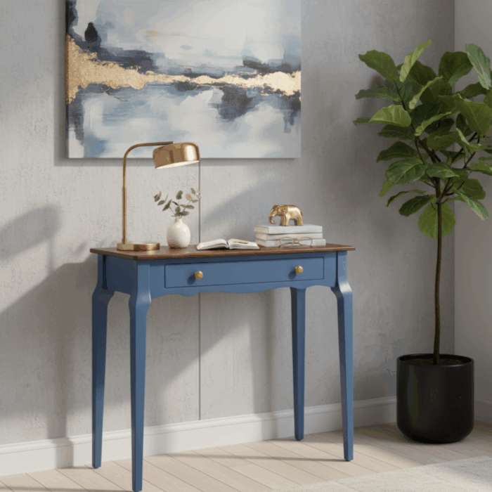 Wooding Mobilya 85 Cm Masif Konik Mavi Ceviz Dresuar