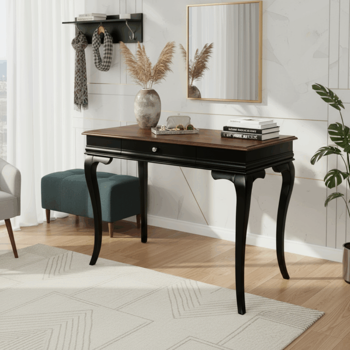 Wooding Mobilya 80 Cm Masif Rustik Siyah Ceviz Dresuar