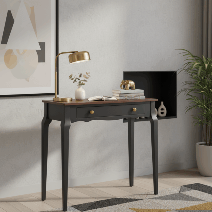 Wooding Mobilya 85 Cm Masif Konik Siyah Ceviz Dresuar