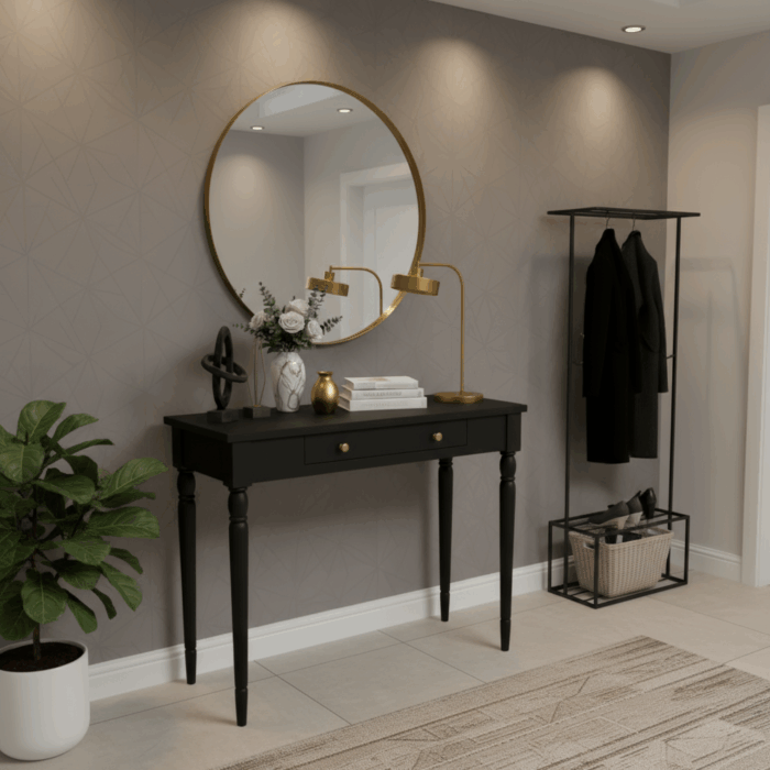 Wooding Mobilya 80 Cm Masif Tornalı Siyah Dresuar