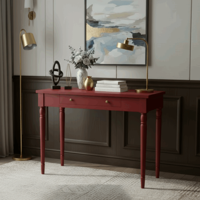 Wooding Mobilya 100 Cm Masif Tornalı Kırmızı Çalışma Masası