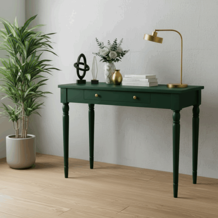 Wooding Mobilya 100 Cm Masif Tornalı Yeşil Çalışma Masası