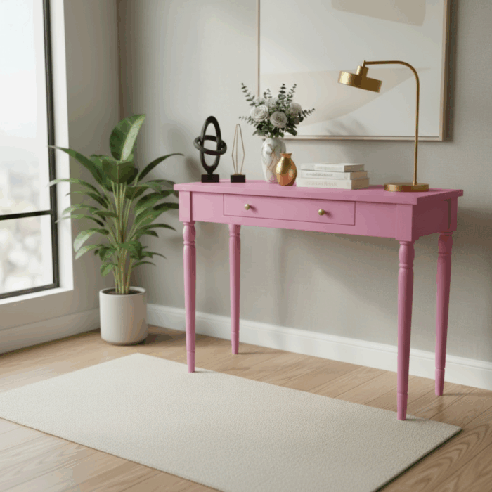 Wooding Mobilya 100 Cm Masif Tornalı Pembe Çalışma Masası