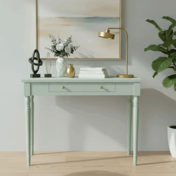 Wooding Mobilya 100 Cm Masif Tornalı Su Yeşili Çalışma Masası