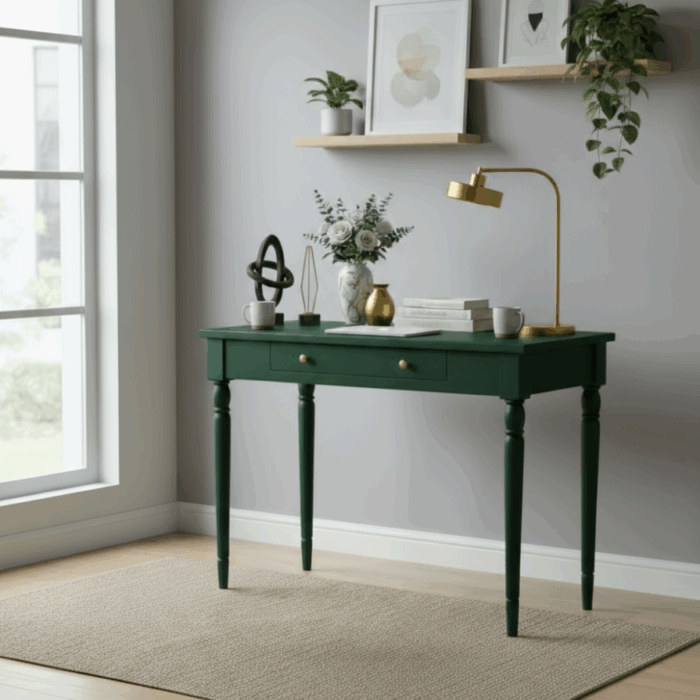 Wooding Mobilya 120 Cm Masif Tornalı Yeşil Çalışma Masası