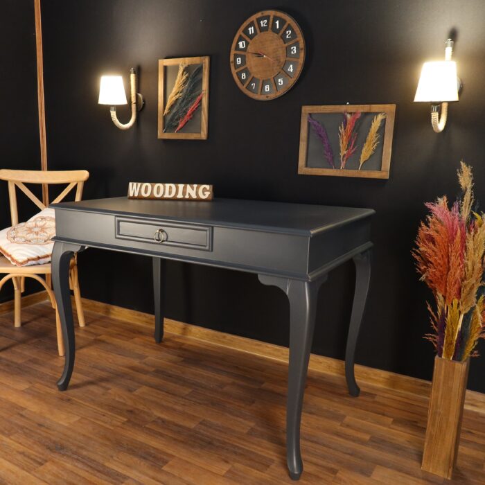 Wooding Mobilya 110 Cm Çekmeceli Masif Antrasit Çalışma Masası