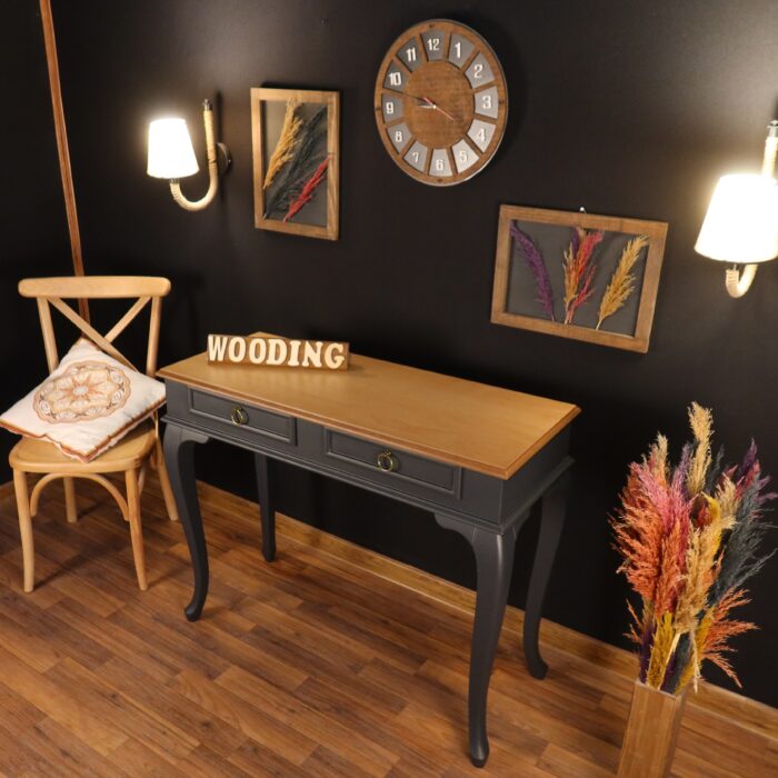 Wooding 110 Cm Çekmeceli Masif Antrasit Naturel Dresuar