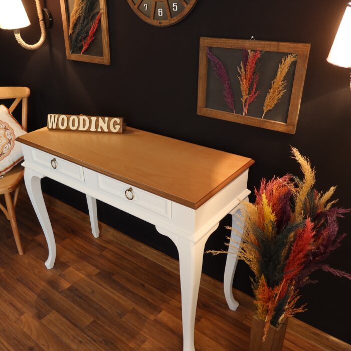 Wooding 110 Cm Çekmeceli Masif Beyaz Naturel Dresuar