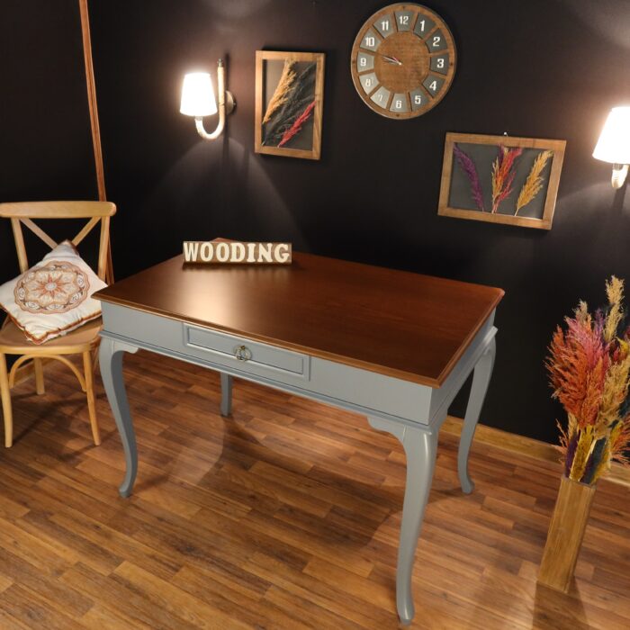 Wooding Mobilya 110 Cm Çekmeceli Masif Gri Ceviz Çalışma Masası