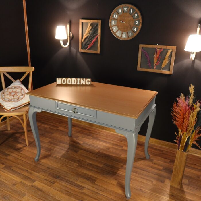 Wooding Mobilya 110 Cm Çekmeceli Masif Gri Naturel Çalışma Masası