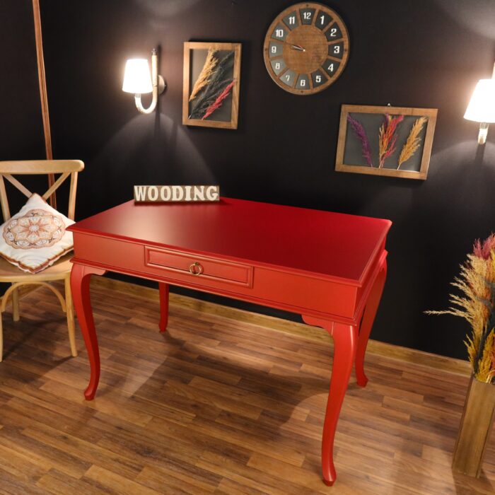 Wooding Mobilya 110 Cm Çekmeceli Masif Kırmızı Çalışma Masası