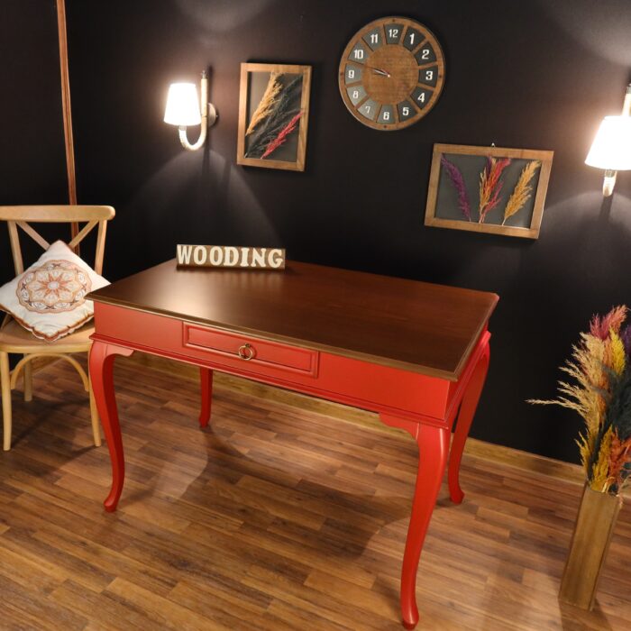 Wooding Mobilya 110 Cm Çekmeceli Masif Kırmızı Ceviz Çalışma Masası