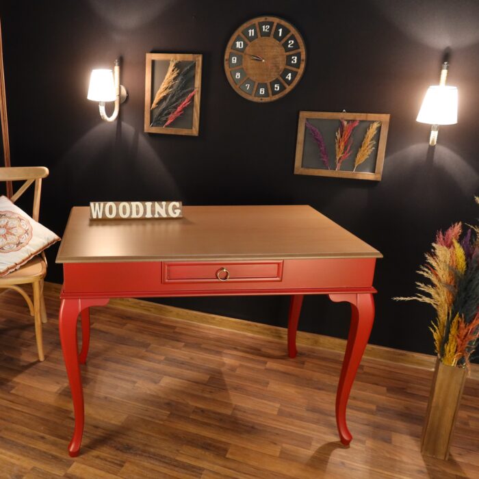 Wooding Mobilya 110 Cm Çekmeceli Masif Kırmızı Naturel Çalışma Masası