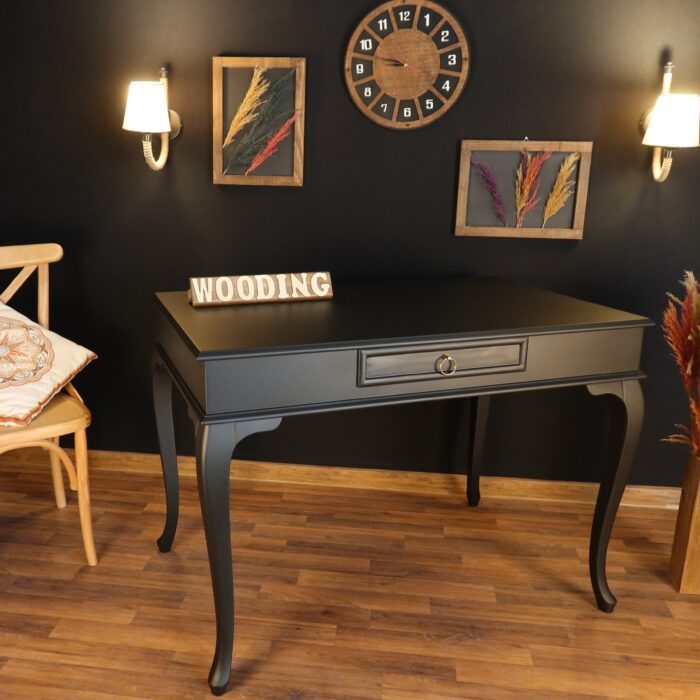 Wooding Mobilya 110 Cm Çekmeceli Masif Siyah Çalışma Masası