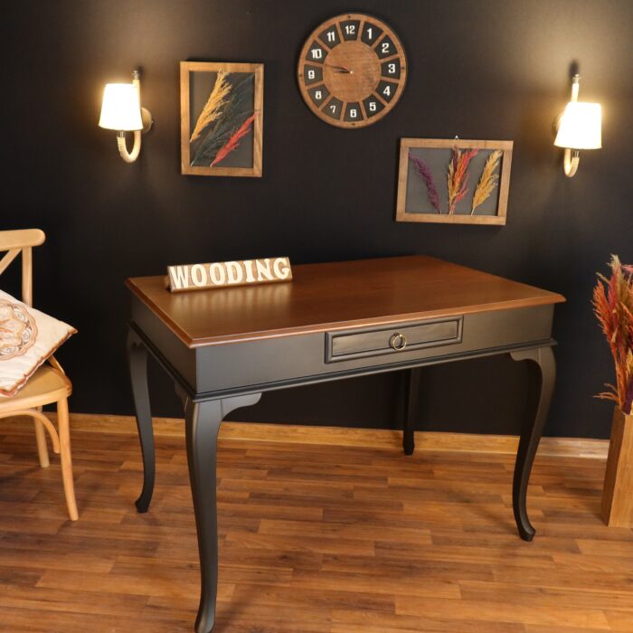 Wooding Mobilya 110 Cm Çekmeceli Masif Siyah Ceviz Çalışma Masası