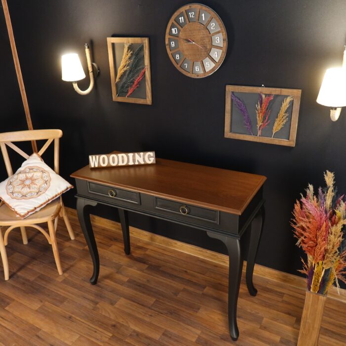 Wooding 110 Cm Çekmeceli Masif Siyah Ceviz Dresuar