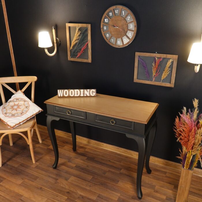 Wooding 110 Cm Çekmeceli Masif Siyah Naturel Dresuar