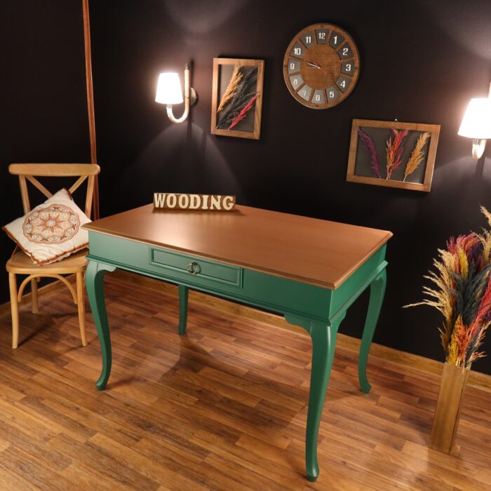 Wooding Mobilya 110 Cm Çekmeceli Masif Yeşil Naturel Çalışma Masası