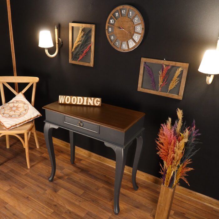 Wooding 90 Cm Çekmeceli Masif Antrasit Ceviz Dresuar