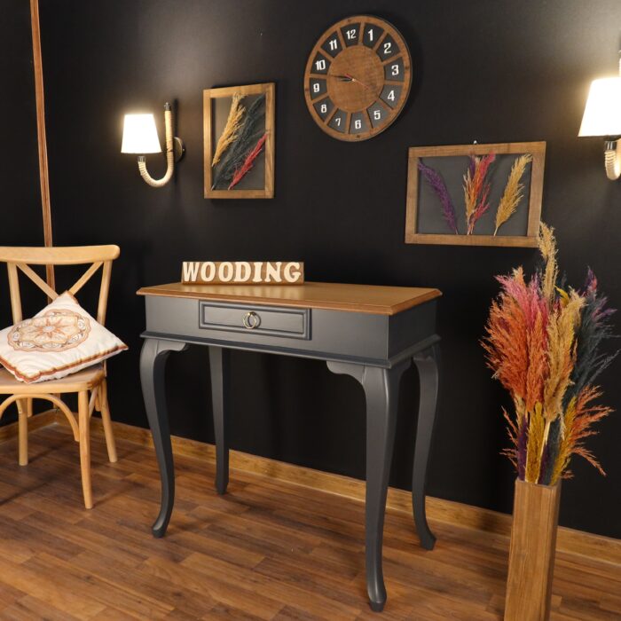 Wooding 90 Cm Çekmeceli Masif Antrasit Naturel Dresuar