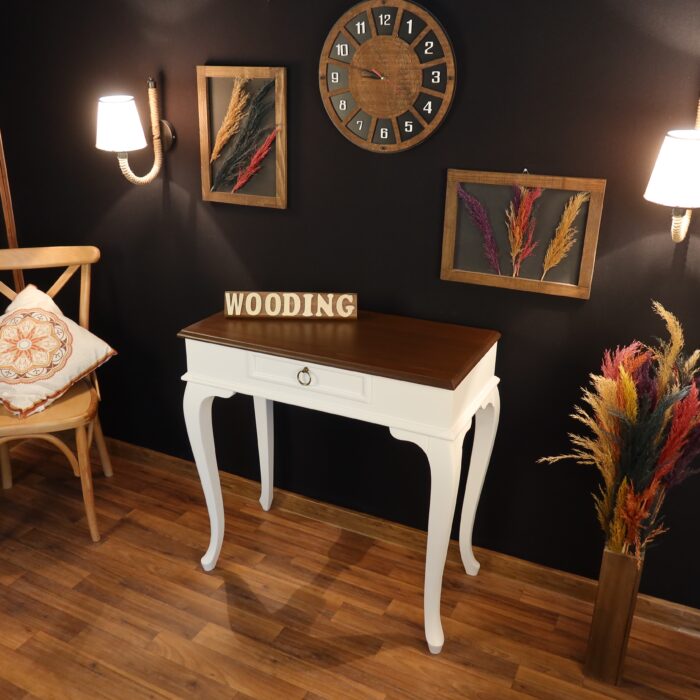 Wooding 90 Cm Çekmeceli Masif Beyaz Ceviz Dresuar