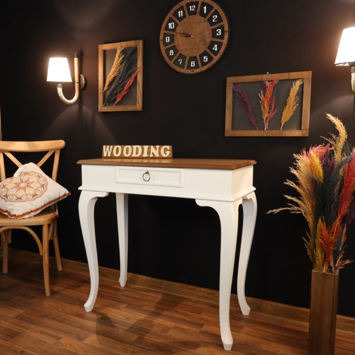 Wooding 90 Cm Çekmeceli Masif Beyaz Naturel Dresuar