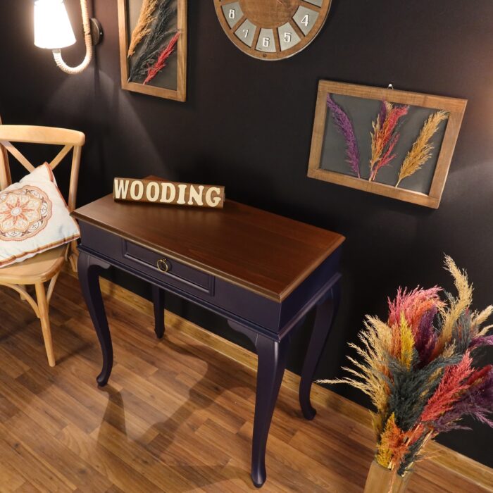 Wooding 90 Cm Çekmeceli Masif Lacivert Ceviz Dresuar