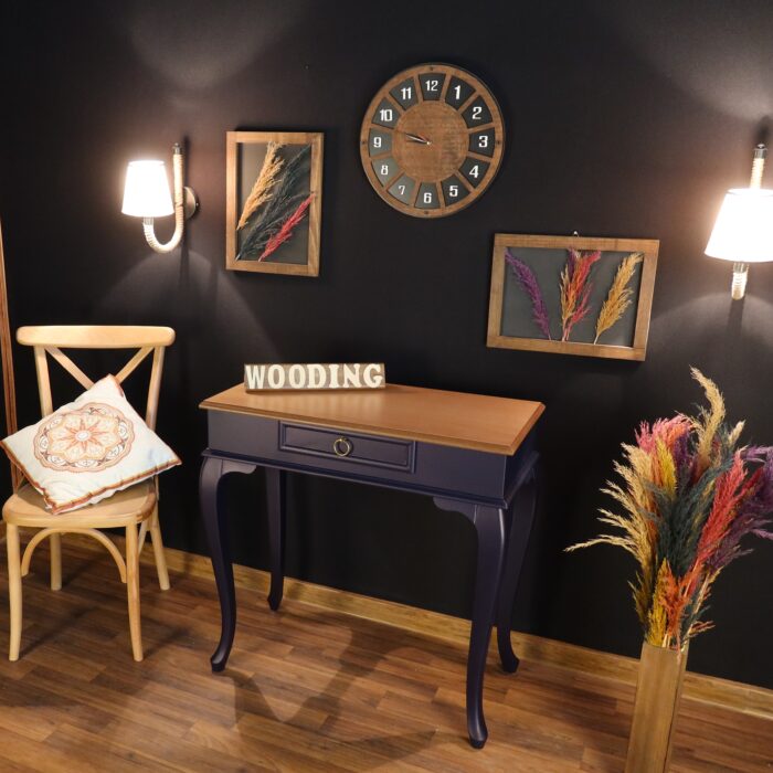 Wooding 90 Cm Çekmeceli Masif Lacivert Naturel Dresuar