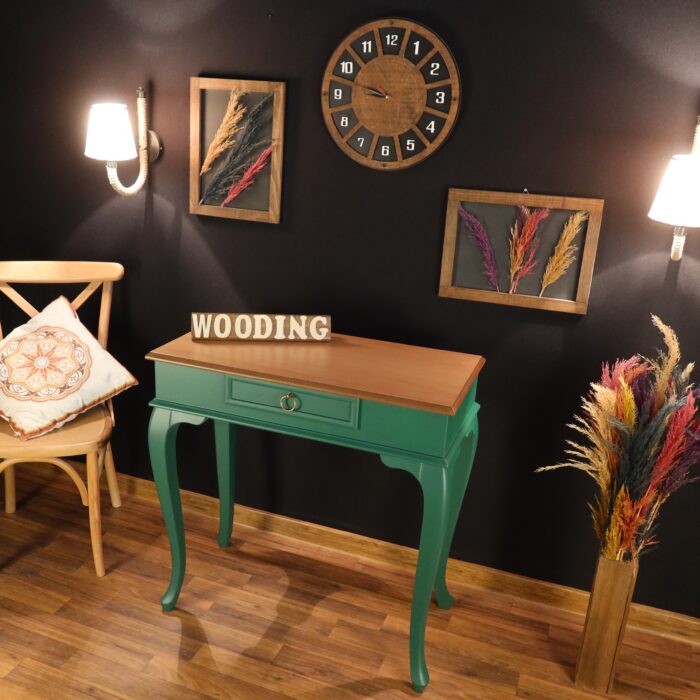 Wooding 90 Cm Çekmeceli Masif Yeşil Naturel Dresuar